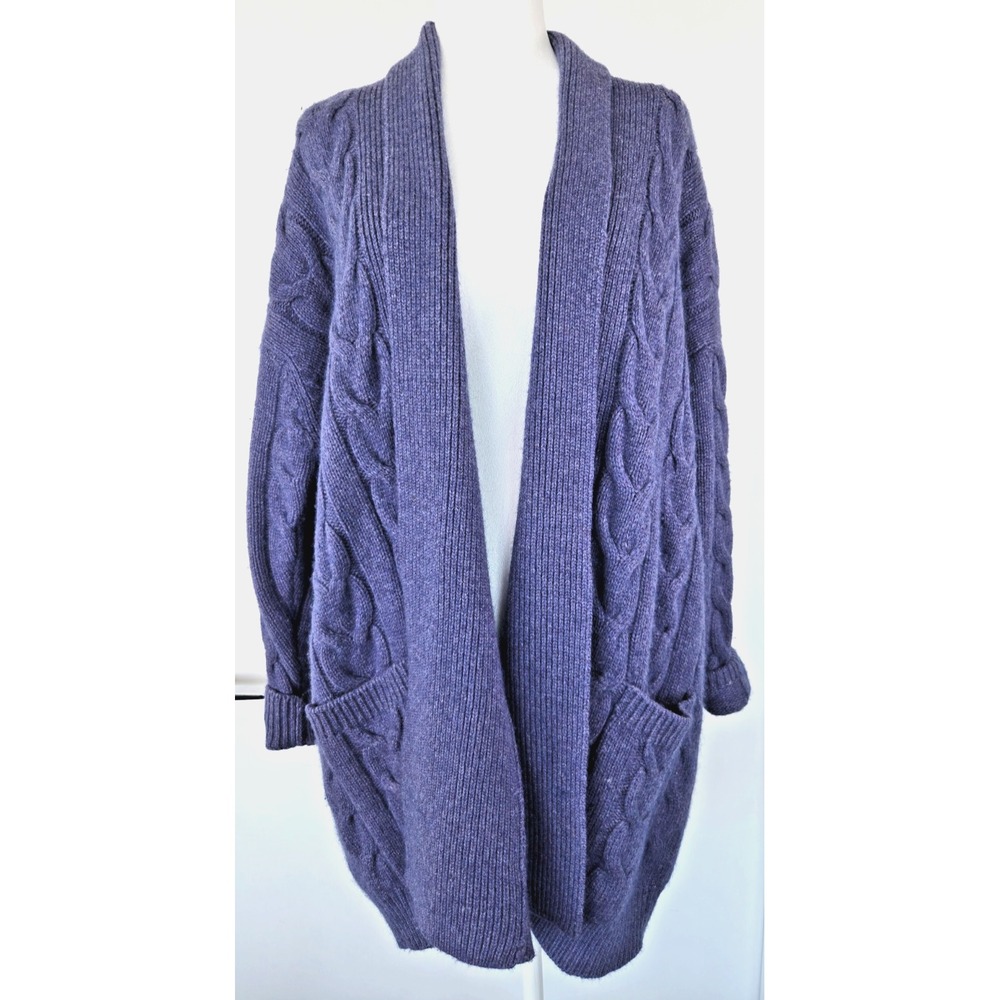 Vintage Adrienne Vittadini Lambwool Blend Cable Knit Sweater Chunky Cardigan
